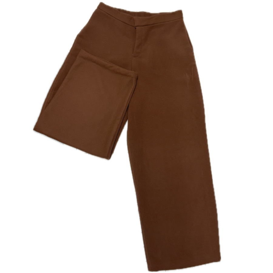 Felted Brush Twill Wide-Leg Untapered Trousers