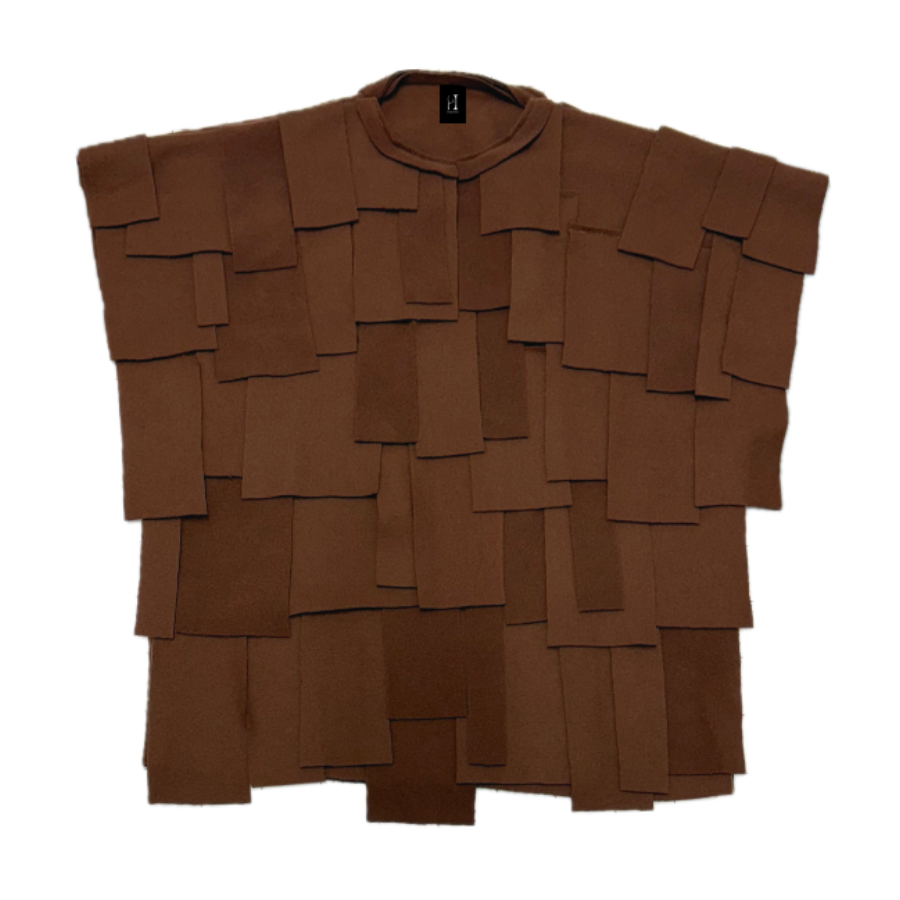 Felted Brush Twill Panel V-neck Shirt